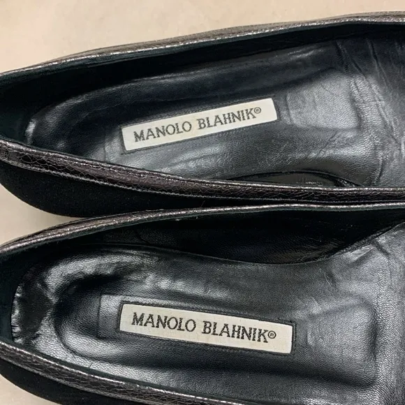 Manolo Blahnik Black Suede Flats Size 35.5