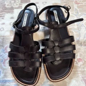 Manolo Blahnik Brown Leather Gladiator Sandals