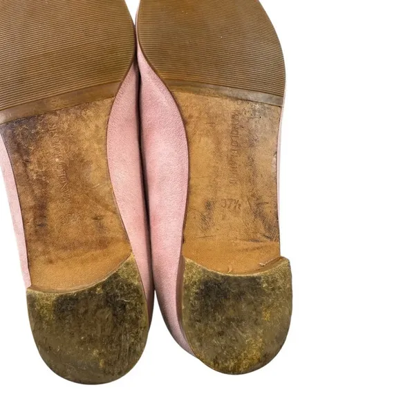 Manolo Blahnik Light Pink Suede Slip On Flats