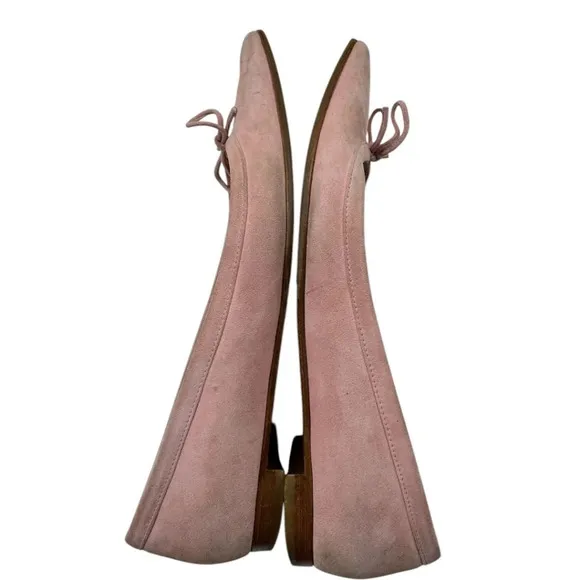 Manolo Blahnik Light Pink Suede Slip On Flats