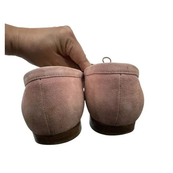 Manolo Blahnik Light Pink Suede Slip On Flats