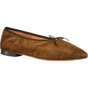 Mansur Gavriel Womens Green Bow Suede Ballet Flats New
