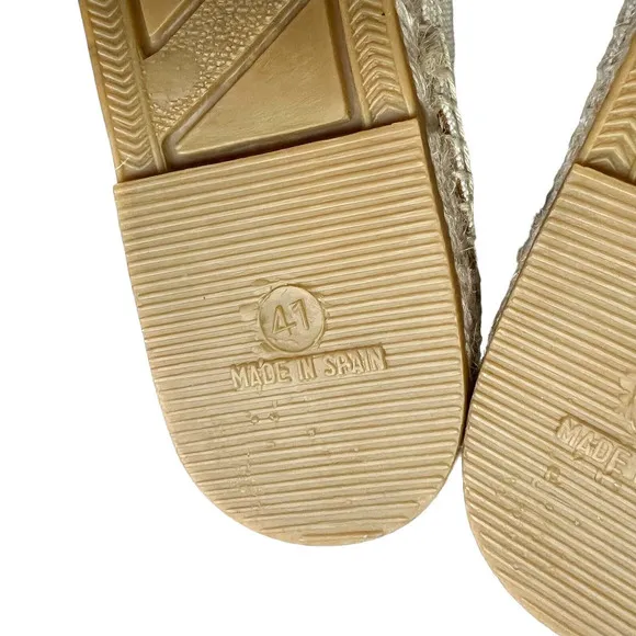Manuel Barcelo Espadrilles Loafers Canvas Slip On Pull Tab Beige Women Sz EUR 41
