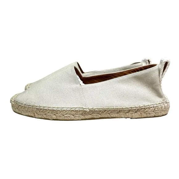 Manuel Barcelo Espadrilles Loafers Canvas Slip On Pull Tab Beige Women Sz EUR 41