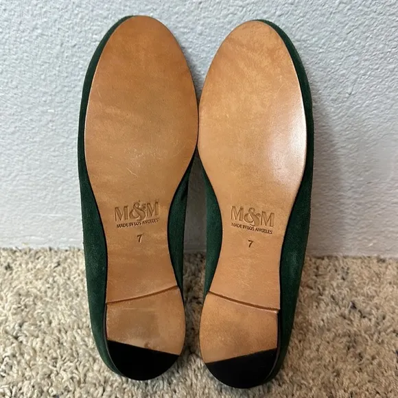 Mara &amp; Mine Jem Skull Slippers green Embroidered bull Suede Leather Flats