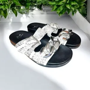Marc Fisher 7 Fresno Faux Snakeskin Slide Sandals with Chunky Link Accent