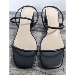Marc Fisher Black Galvin Ankle Strap Block Heel Sandals Womens Size 10