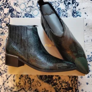 MARC FISHER Chelsea Boot NIB Womens 7 Green Snakeprint