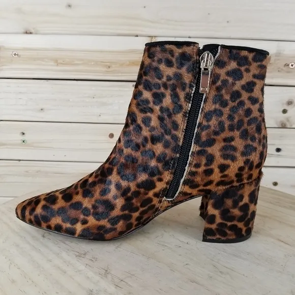 MARC FISHER LTD 6.5 US JAYDYN Leopard Calf Hair/Fur Booties Boots Side Zip NEW