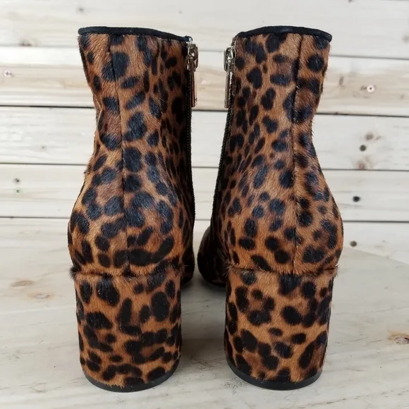MARC FISHER LTD 6.5 US JAYDYN Leopard Calf Hair/Fur Booties Boots Side Zip NEW