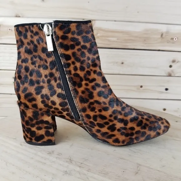 MARC FISHER LTD 6.5 US JAYDYN Leopard Calf Hair/Fur Booties Boots Side Zip NEW