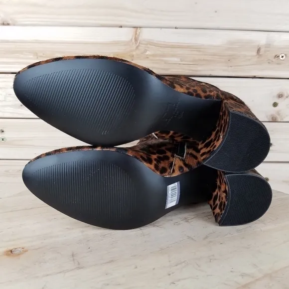 MARC FISHER LTD 6.5 US JAYDYN Leopard Calf Hair/Fur Booties Boots Side Zip NEW