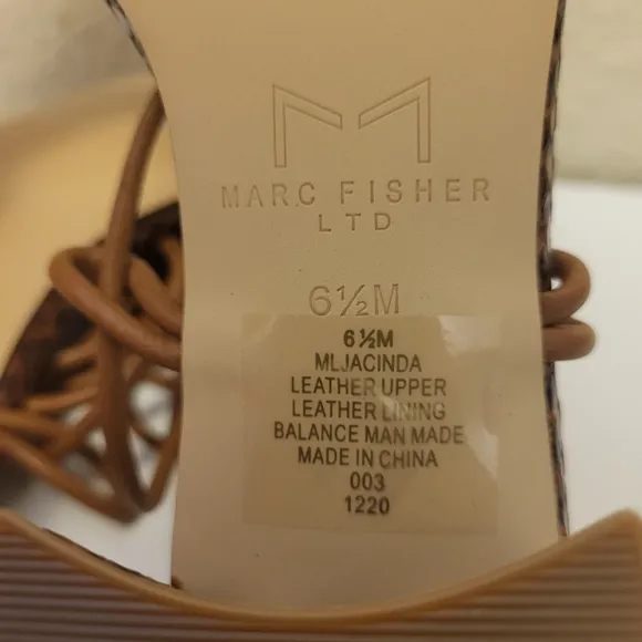 Marc Fisher LTD Brown Jacinda Mixed Leather Ankle-Tie Sandals Size 6½M