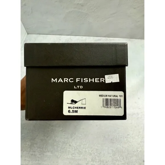 Marc Fisher Nude Chunky Heel Mule Sandals Womens Size 6.5 Leather Square Toe