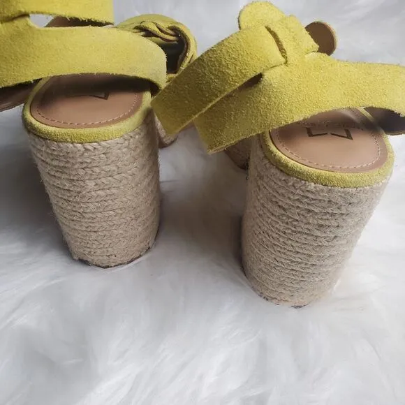 Marc Fisher Odelia Yellow Braided Chunky Espadrille Sandals Size 8.5