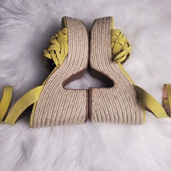 Marc Fisher Odelia Yellow Braided Chunky Espadrille Sandals Size 8.5
