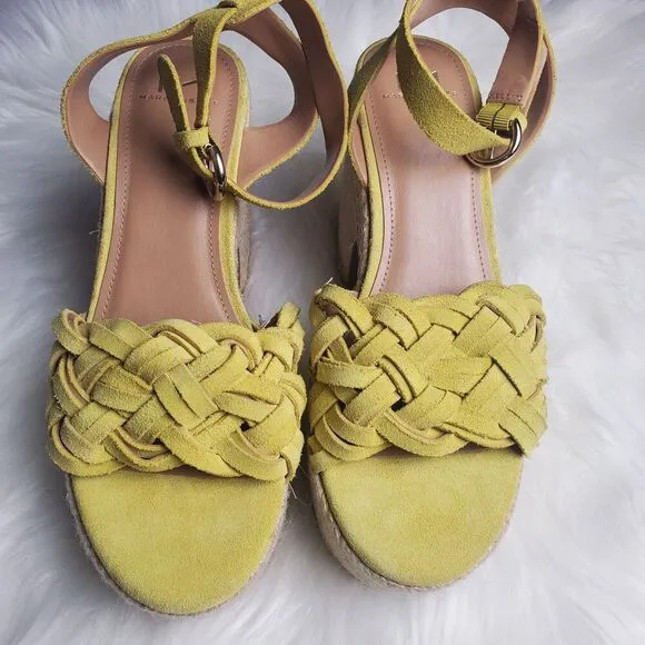Marc Fisher Odelia Yellow Braided Chunky Espadrille Sandals Size 8.5