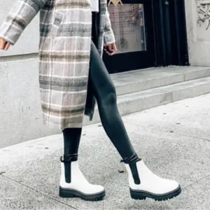 Marc Fisher Patrick Chelsea Lugsole Boots, White Size 8.5 New in Box Retail $199