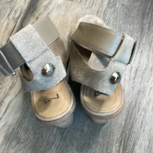 Marc Fisher Vashi Ankle Strap Sandals with Chunky Stacked Heel, size 8