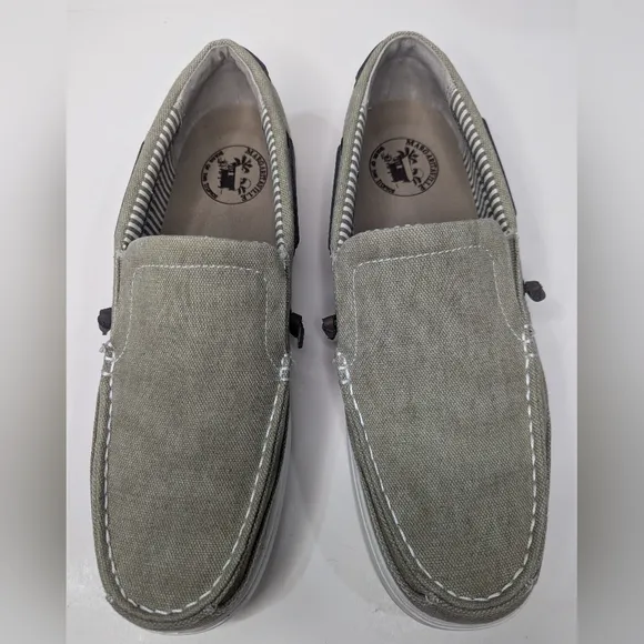 Margaritaville Dock Casual Canvas Slip-On Shoes -Lt Khaki /Olive Green Men's 13