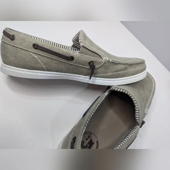 Margaritaville Dock Casual Canvas Slip-On Shoes -Lt Khaki /Olive Green Men's 13