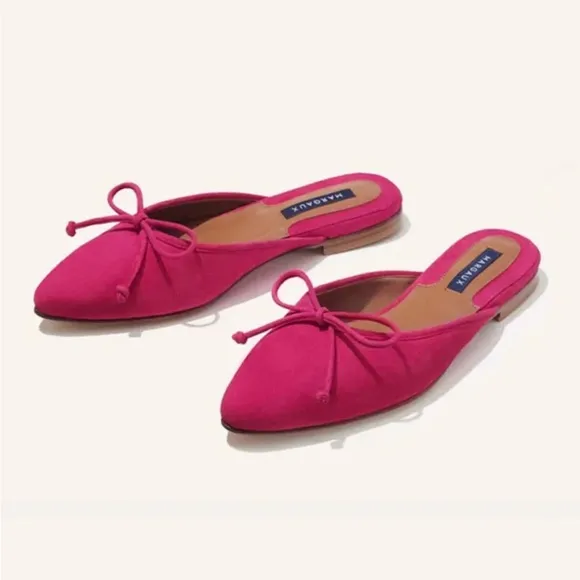 Margaux Size 37 • Ballet Mule Ruby Suede Flats Slippers.