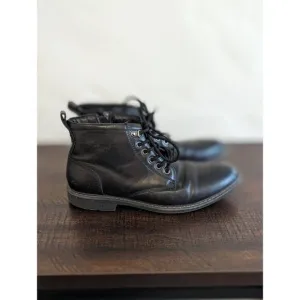 Mark Nason Los Angeles Black Leather Lace-up Side Zip Boots - Size 7.5