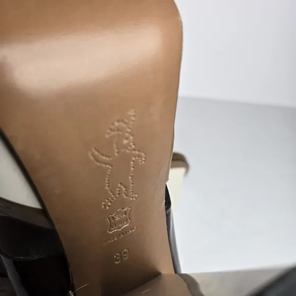 Marni Caramel and‎ Brown Patent Leather Block Heel Sandals