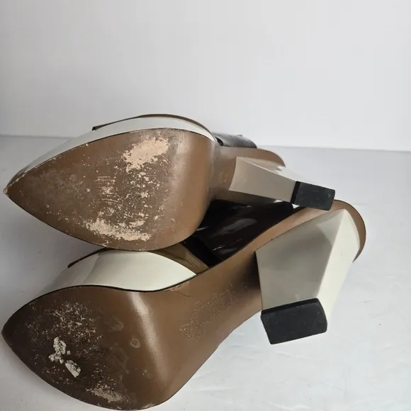 Marni Caramel and‎ Brown Patent Leather Block Heel Sandals