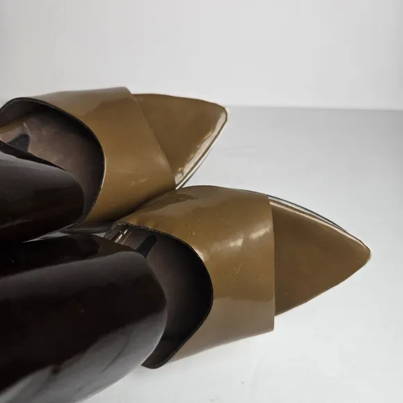 Marni Caramel and‎ Brown Patent Leather Block Heel Sandals