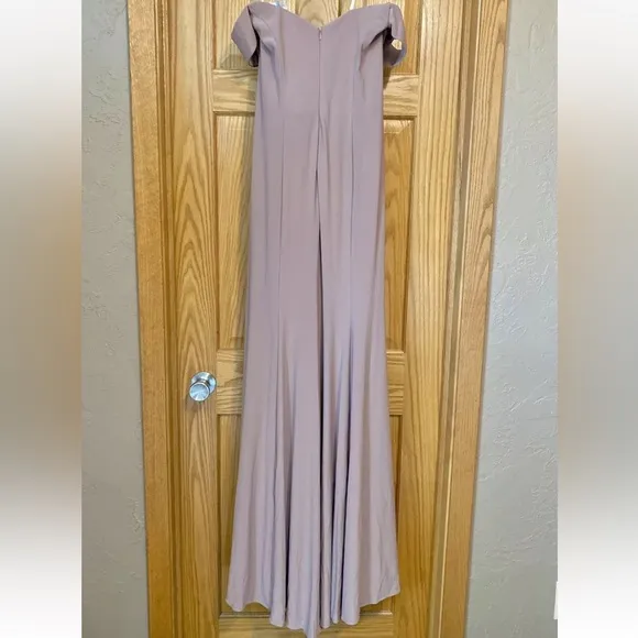 Mauve sweetheart off shoulder side slit stretchy thick fully lined premium gown