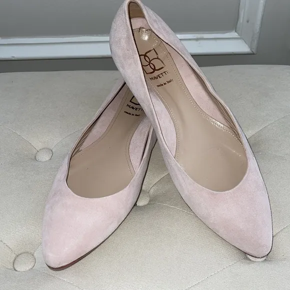 Mavette Handcrafted In Italy pale Pink Suede Flats