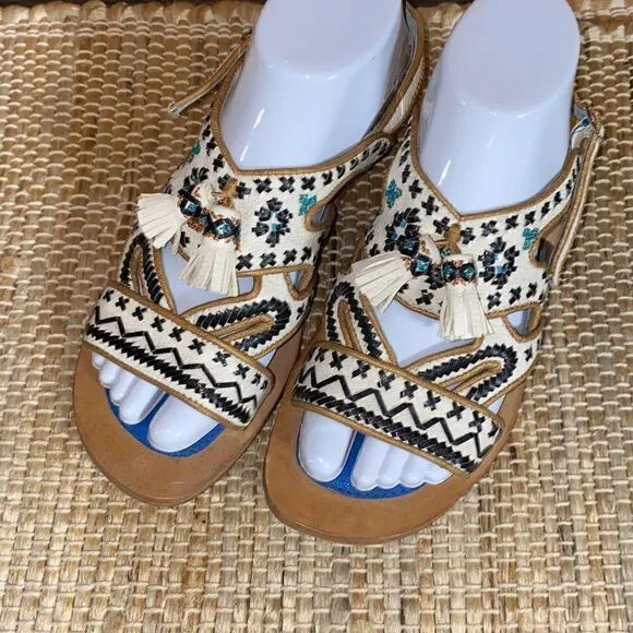 Meher Kakalin Anthropologie leather beaded sandals