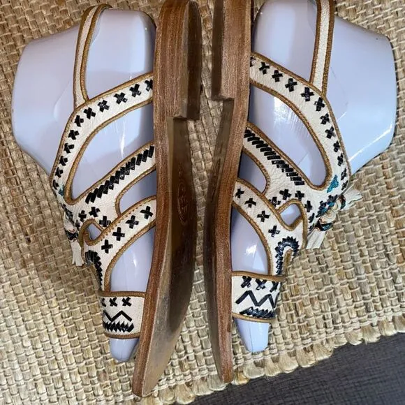 Meher Kakalin Anthropologie leather beaded sandals