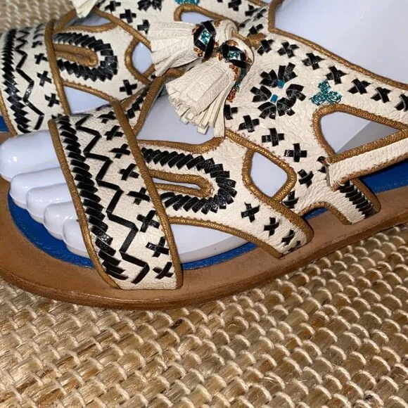 Meher Kakalin Anthropologie leather beaded sandals