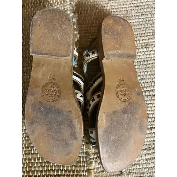 Meher Kakalin Anthropologie leather beaded sandals
