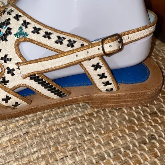 Meher Kakalin Anthropologie leather beaded sandals