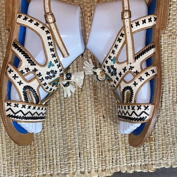 Meher Kakalin Anthropologie leather beaded sandals
