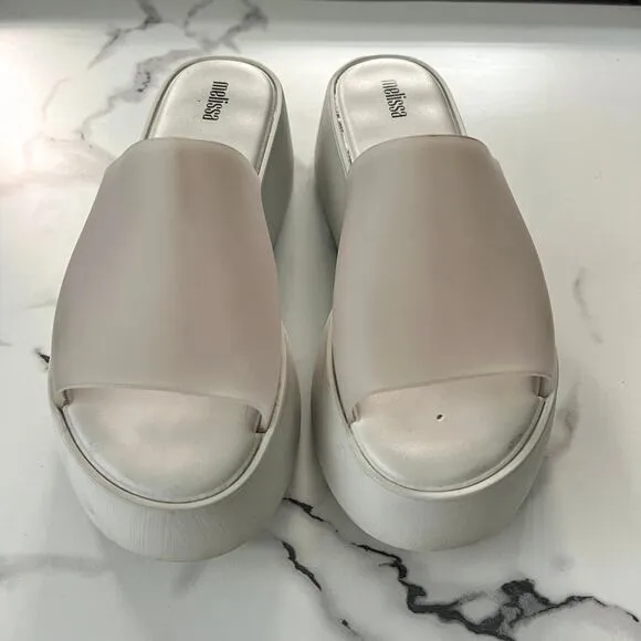 Melissa Becky White Platform Sandal Slides Size 9