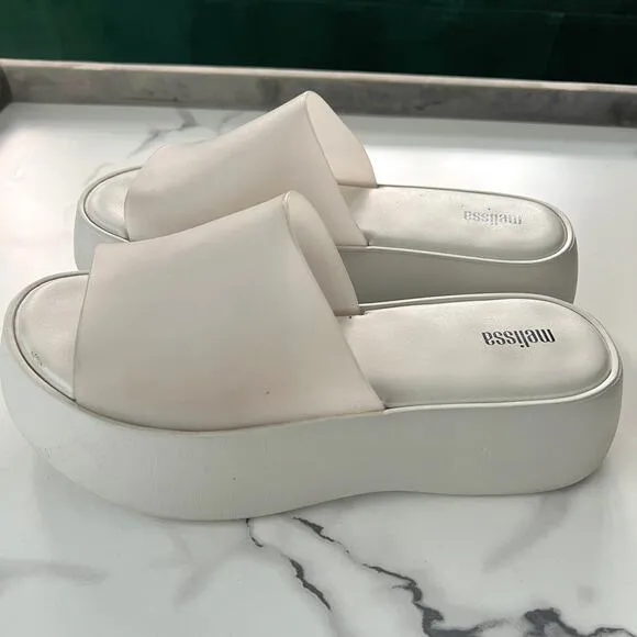 Melissa Becky White Platform Sandal Slides Size 9