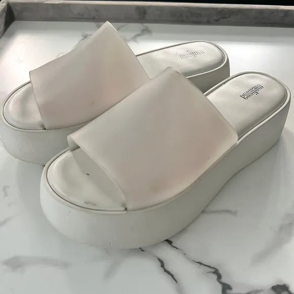 Melissa Becky White Platform Sandal Slides Size 9