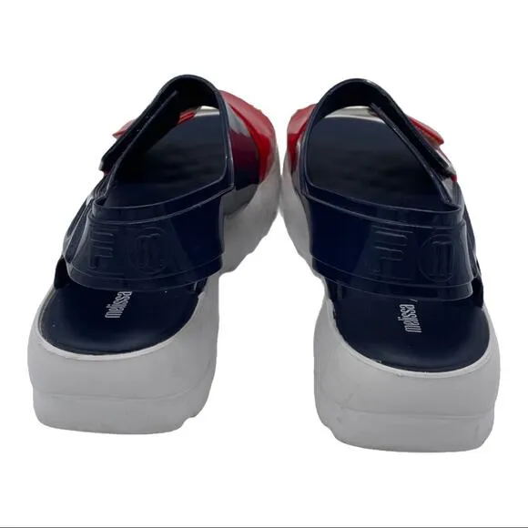 Melissa X Fila Slingback Platform Sandals - Blue/Red - 10