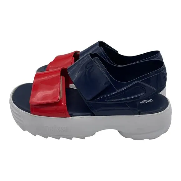 Melissa X Fila Slingback Platform Sandals - Blue/Red - 10