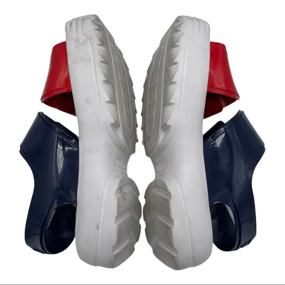 Melissa X Fila Slingback Platform Sandals - Blue/Red - 10