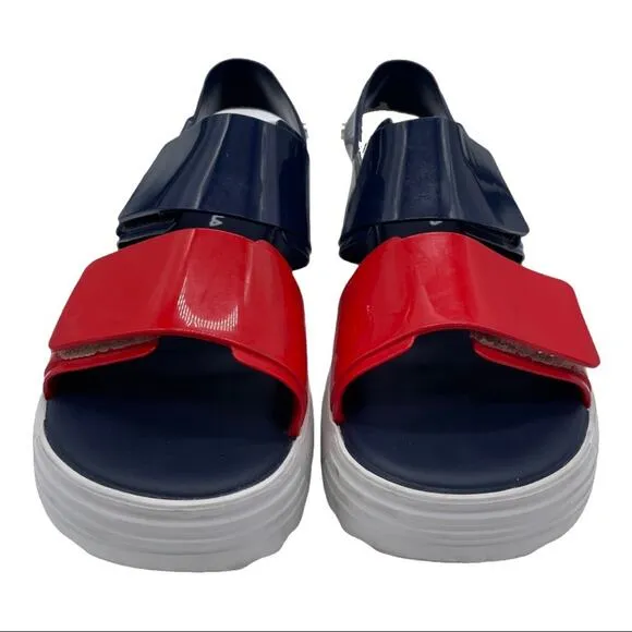Melissa X Fila Slingback Platform Sandals - Blue/Red - 10