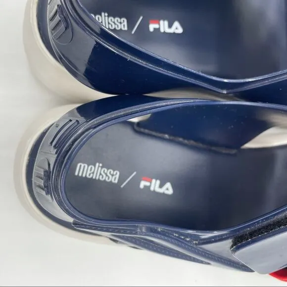 Melissa X Fila Slingback Platform Sandals - Blue/Red - 10