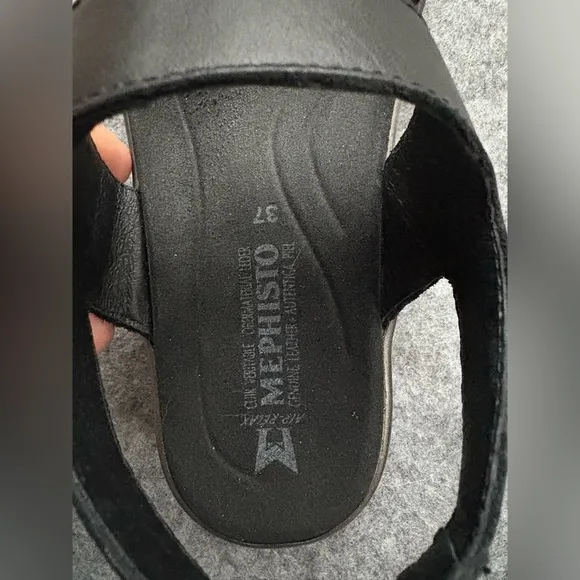 Memphisto Dominica Black Leather Sandals NWOT Tried On Size 7 (37)