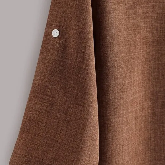 Men Half Button Roll Up Sleeve Shirt