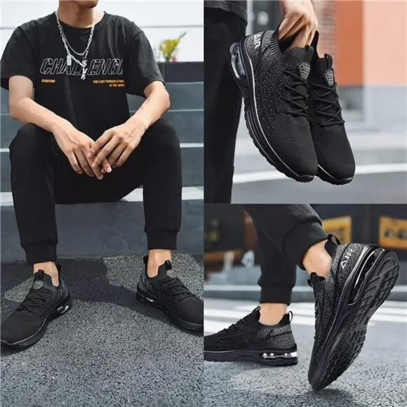 Mens Air Running Shoes Slip On Lightweight Walking Gym Tennis Sneakers