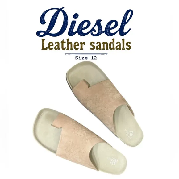mens beige leather Diesel dasilva sandals size 12